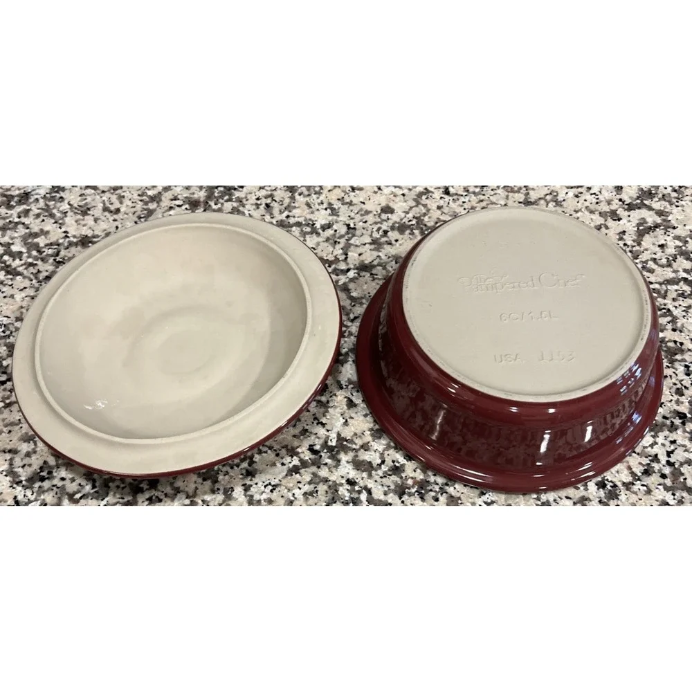 Pampered Chef 6 cup/1.5 L Round Cranberry Covered Casserole Baker Lid 1153 Nice!